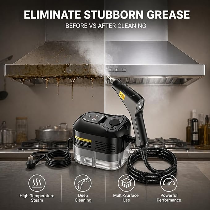 2500W Handheld High-Temperature Pressurized Steam Cleaner, Professional High-Pressure Rapid-Heating Steam Cleaner, Steam Cleaner For Car, Kitchen, Bathroom, Furniture, Windows (White)