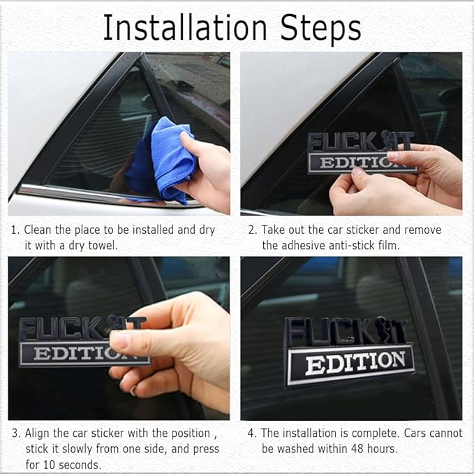 Fuck IT Edition Emblem, Car Exterior Emblems Badge 3D Sticker Decal, Fuck-IT Edition Emblem 3D Fender Badge Decal, 3D Fender Badge Decal Car Truck Replacement, Fit for Cars