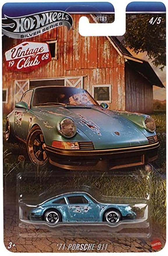 Hot Wheels Vintage Club Grand Prix Die-Cast Cars Collection, 5-Pack Set with '65 Mustang, Sooo Fast, Mod Rod, '71 Porsche 911, Volkswagen Classic Bug HRT81-956H