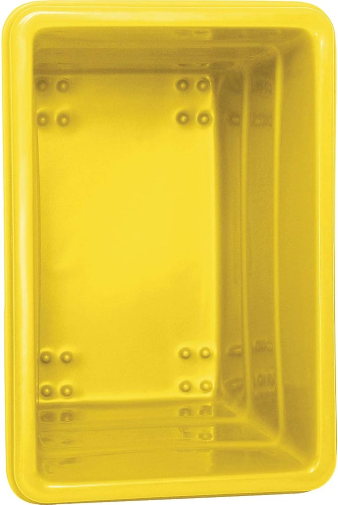 Global Industrial 8 Bushel Plastic Bulk Box Truck, Direct Mount Base, 500 lbs. Capacity, 3" Non-Maring Rubber Casters, Yellow, 33-3/10"L x 24-3/5"W x 27-2/5"H