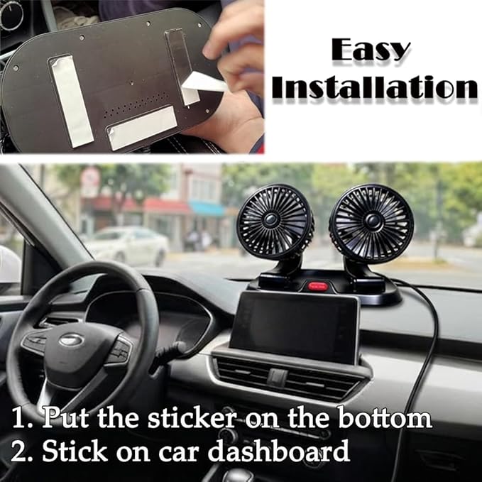 Must-Have Dual Head Car Fan – 360° Rotatable USB Cooling Fan, Powerful Fast Cooling for Car Dashboard, Perfect for SUV, RV, Boat, Home & Office, Instant Beat Summer Heat