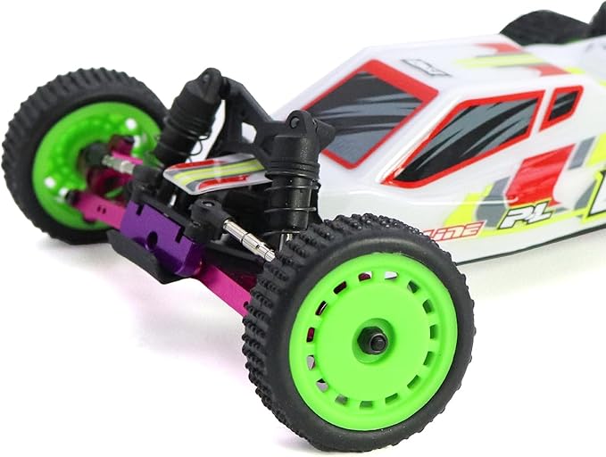 Pre-Mounted Pin Buggy Tires and Wheels Rims Hub Tires Set for 1/24 Losi Micro-B 1/28 Losi Micro-T Wltoys 244016 Upgrade Part (White Micro-B)