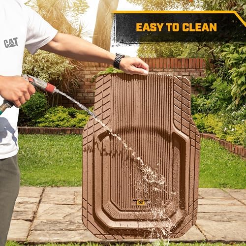 Cat® ToughLiner™ Car Floor Mats - Heavy Duty Trim to Fit Mat for Trucks - Car Mats & SUV Floor Liners for Car - All-Weather Truck Accessories & Odorless Rubber Automotive Mats - Beige