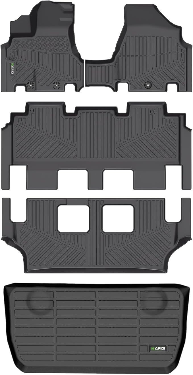 HAFIDI® Floor Mats & Cargo Liner Set Fit for Honda Odyssey 2011-2017（Fit 7 & 8 Seater ） All Weather Protection TPE Anti-Slip Automotive Full Set Floor Liners Custom Accessories - Black