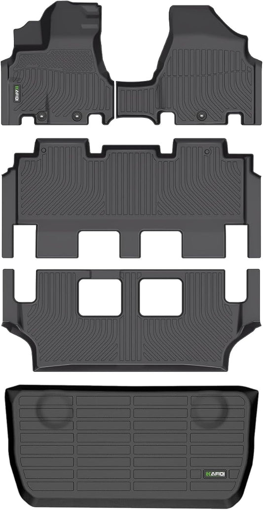 HAFIDI® Floor Mats & Cargo Liner Set Fit for Honda Odyssey 2011-2017（Fit 7 & 8 Seater ） All Weather Protection TPE Anti-Slip Automotive Full Set Floor Liners Custom Accessories - Black
