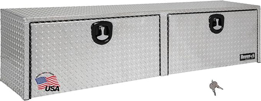 Buyers Products 1701556 Silver Aluminum Diamond Tread Topsider Truck Tool Box, 88x13x16 Inch, Made in USA, Professional Grade, Heavy Duty, Corrosion-Resistant, Dual Drop Doors, Compression Latch