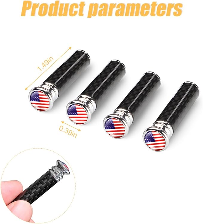 Moly Magnolia 4PCS Car Door Lock Knobs, American Flag Carbon Fiber Door Lock Pin Cover, Decorative Modification Door Lock Bolt Pin Cover, Auto Accessories Universal for SUV, Truck, Van (Red Flag)