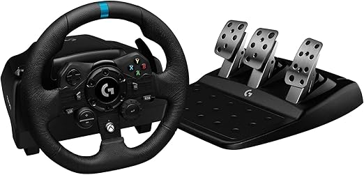 Logitech G923 Racing Wheel and Pedals, TRUEFORCE Force Feedback, Real Leather + Logitech G Driving Force Shifter - Xbox X|S, Xbox One, PC, Mac - Black