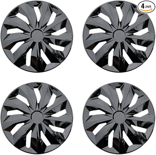 Hubcaps Wheel Cover Replacement Size R14 Hub Cap Universal-Fit Steel Wheels Rims Cover ABS Tire Caps for Most Car Truck Sedan SUV -Set of 4（14-inch，Black）