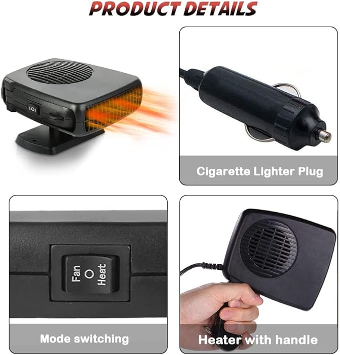 Car Heater - 2026 New upgraded Portable Heater for Car 12V,Fast Heating Auto Defroster and Demister for Windshield,2 in 1 Heating and Cooling Fan for Car/Truck/SUV