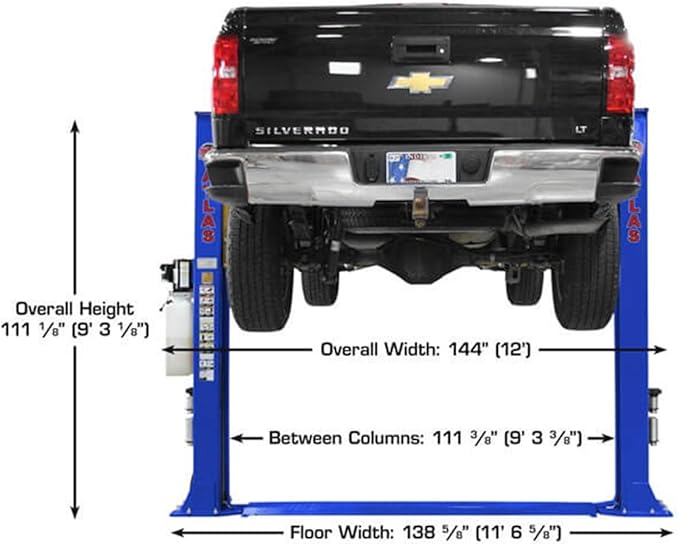 ATLAS Automotive Equipment PVL9BP Platinum 2-Post Commercial Grade Vehicle Lift, 9’6” Minimum Ceiling Height, ALI Certified, 9,000lb Capacity, Base Plate Design, Ally Power Unit, for Low Ceiling Use