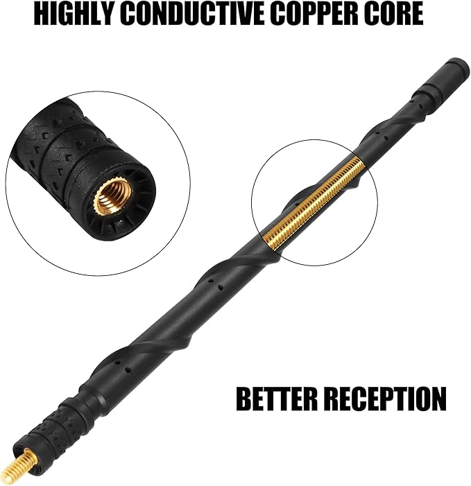 KSaAuto Accessories for Ford F150 2009-2026, F250 F350 2017-2026, Bronco 2021-2024, 13 Inch Flexible Rubber Ford Truck Replacement Antenna Car Radio FM/AM Reception, Black, KF-1