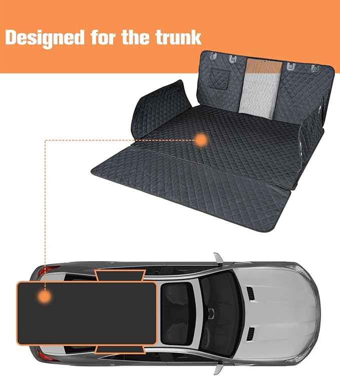 PETICON SUV Cargo Liner for Dogs, Waterproof Trunk Cover for SUVs with Mesh Window, Bumper Flap Protector, Scratchproof Durable 600D Oxford Fabric, Non-Slip, Machine Washable