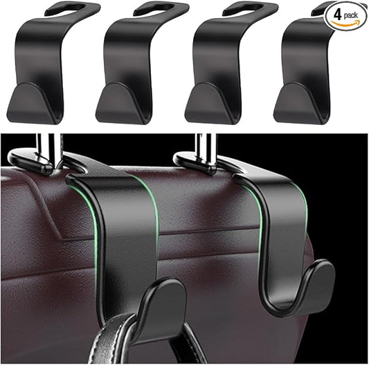 Utility Car Headrest Hidden Hook 33lbMax Car Hooks for Purses & Bags,Hat Holder for Truck Seat Hanger Storage Organizer for Coats,Umbrellas,Grocery Bags,Handbags Universal Car Accessories (Black)