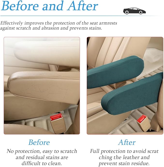 AUCELI 2 Pcs Car Front Seat Armrest Covers, Cloth Fabric Armrest Protectors, Direct Replacement Center Console Lid Armrest Cover Skin, Universal Accessories for Car, SUV, Truck and Van