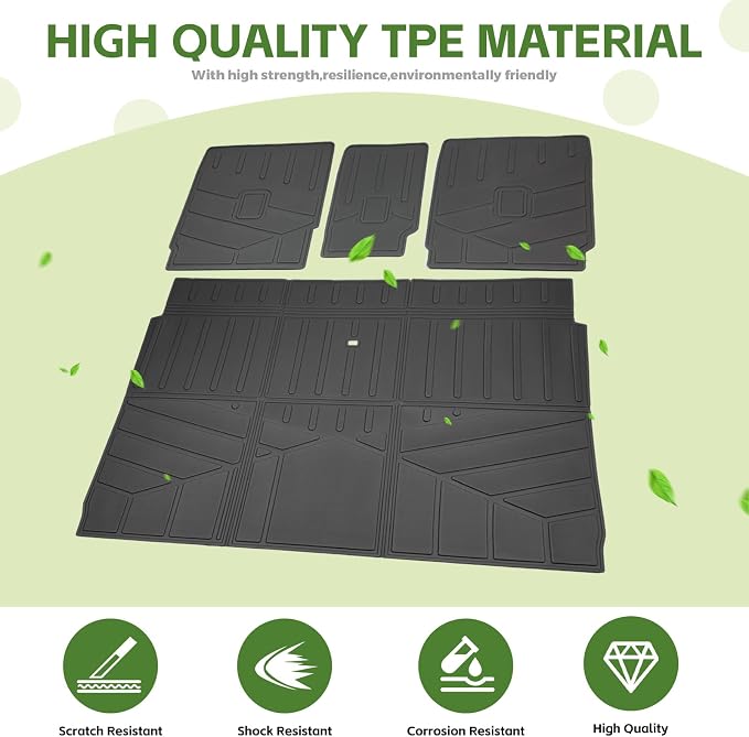 Cargo Liners for 2025 2026 Ford Expedition Max/Lincoln Navigator L Trunk Mat with Seat Back Cover Accessories, All Weather Rear Cargo Mat Backrest Protector(Only for Max & L Models)