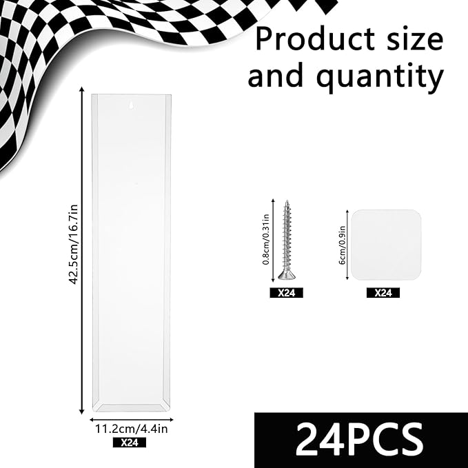 24 Pcs Clear Display Case for Packaged Model Cars,Model Car Display Cases Wall Mount-Holds up to 240 Cars,Toy Car Storage Organizer Compatible with Hot Wheels,Clear Model Car Display Case