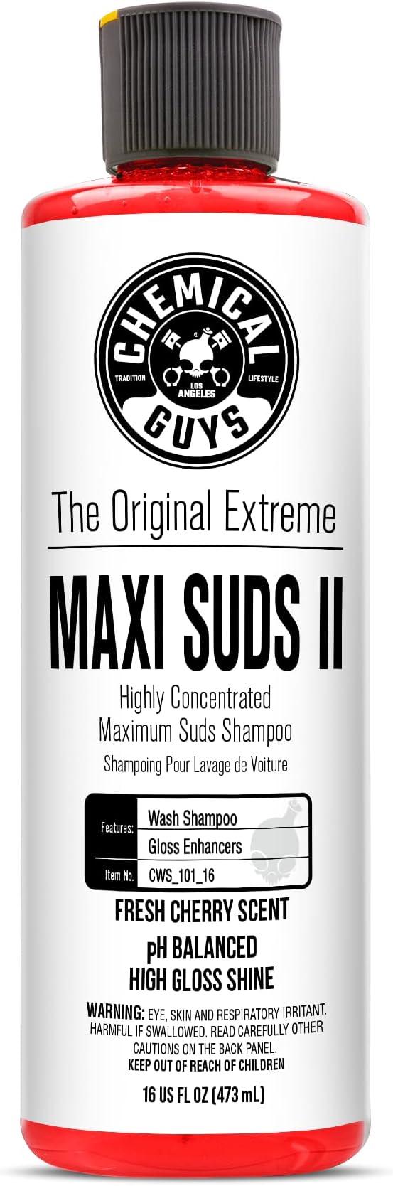 Chemical Guys CWS_101_16 Maxi-Suds II Foaming Car Wash Soap (Works with Foam Cannons, Foam Guns or Bucket Washes) Safe for Cars, Trucks, Motorcycles, RVs & More, 16 fl oz, Cherry Scent