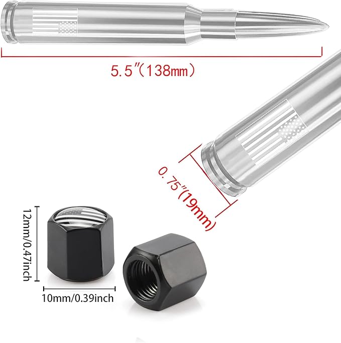 Car Truck Antenna with Valve Stem Caps, Universal Antenna Mast for GM Chevy Silverado 1500 2500 3500 HD Avalanche Ford F150 F250 F350 Denali Heavy Duty Pickup Jeep Trucks Accessories (Chrome)