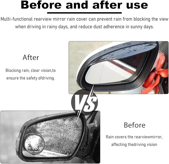 Wevdn 2 PCS Mirror Rain Visor Eyebrow, Waterproof PVC Auto Exterior Rear View Mirror Rain Visor Guard, Rainproof Side Mirror Rain Visor Eyebrow Cover for SUV Truck, Car Accessories (Black)