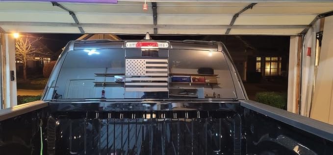 Xinghe for Dodge Ram 2009 to 2024, American Flag Decals Stickers for Truck Back Middle Window, Matte Black USA Flag Decal