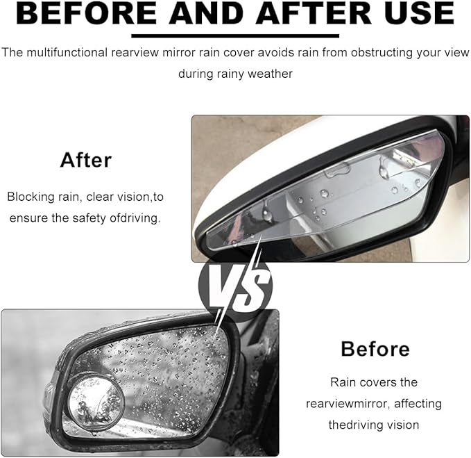 Wevdn 2 PCS Mirror Rain Visor Eyebrow, Waterproof PVC Auto Exterior Rear View Mirror Rain Visor Guard, Rainproof Side Mirror Rain Visor Eyebrow Cover for SUV Truck, Car Accessories (Transparent)