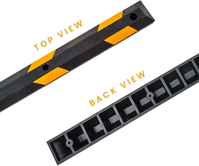 Zento Deals Rubber Parking Curb Garage Car Stopper - Parking Wheel Stopper Block 72” Wide Easy to Install, Black/Yellow Reflective Parking Block; for Car, Truck, Trailer and RV (Black and Yellow)