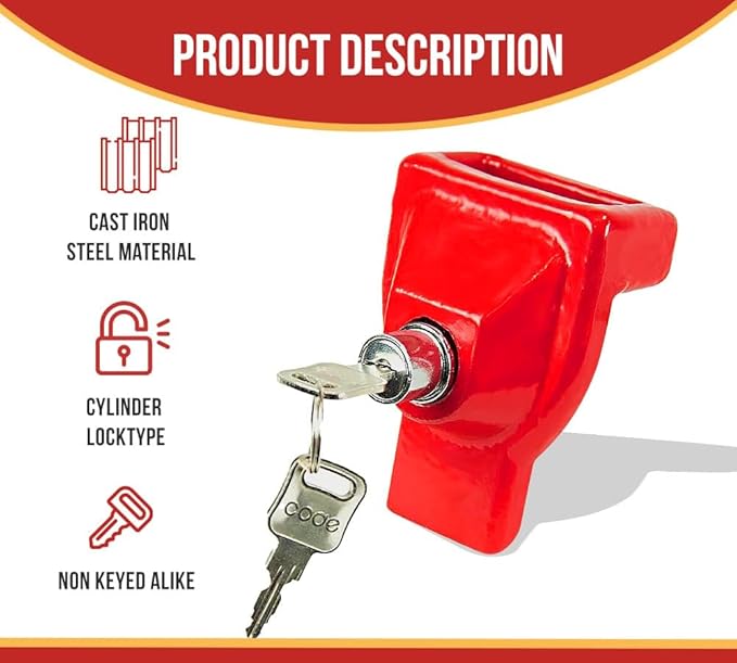 Mytee Products 10 Pack Glad Hand Lock Without Keyed Alike for Air Brake Security, Cast Iron Trailer Emergency Brake Lock for Semi Trucks, Tractor Trailers & Commercial Vehicle Security