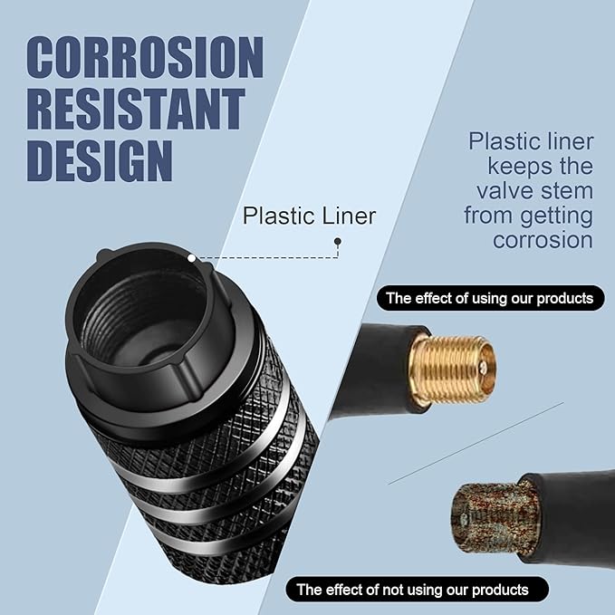 Tire Valve Stem Cap Cover - (5 Pack) Tire Air Cap Metal with Plastic Liner Corrosion Resistant Leak-Proof Halloween Pumpkin Car Decoration Accessories Black