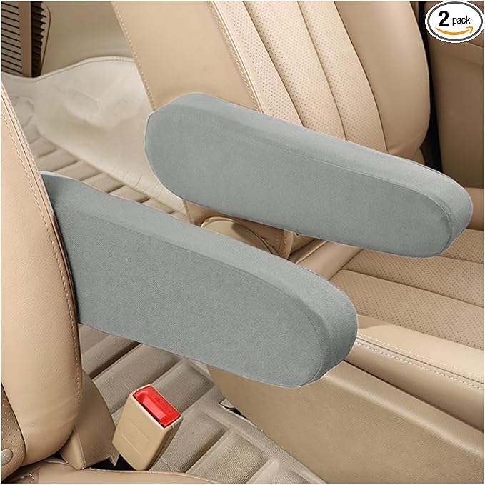 AUCELI 2 Pcs Car Front Seat Armrest Covers, Cloth Fabric Armrest Protectors, Direct Replacement Center Console Lid Armrest Cover Skin, Universal Accessories for Car, SUV, Truck and Van