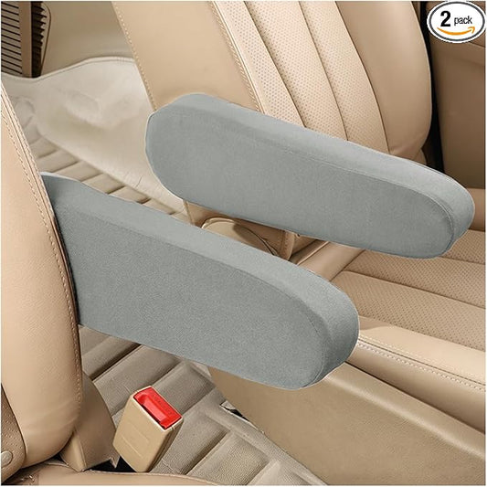 AUCELI 2 Pcs Car Front Seat Armrest Covers, Cloth Fabric Armrest Protectors, Direct Replacement Center Console Lid Armrest Cover Skin, Universal Accessories for Car, SUV, Truck and Van