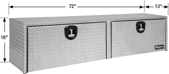 Buyers Products 1701551 Silver Aluminum Diamond Tread Topsider Truck Tool Box, 72x13x16 Inch, Made in USA, Professional Grade, Heavy Duty, Corrosion Resistant, Dual Drop Doors, Compression Latch
