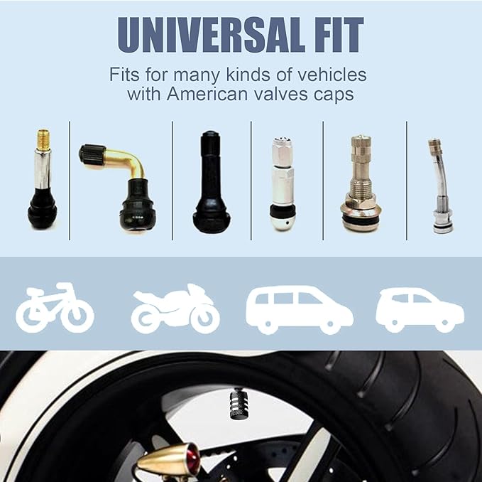 Tire Valve Stem Cap Cover - (5 Pack) Tire Air Cap Metal with Plastic Liner Corrosion Resistant Leak-Proof Halloween Pumpkin Car Decoration Accessories Black