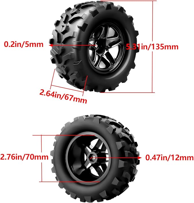 Hobbypark Pre-Glued RC Monster Truck Tires and Wheels for Arrma Granite Voltage MEGA 2WD 4X4 V3 3S BLX Brushless 1/10 Big Rock,Set of 4…