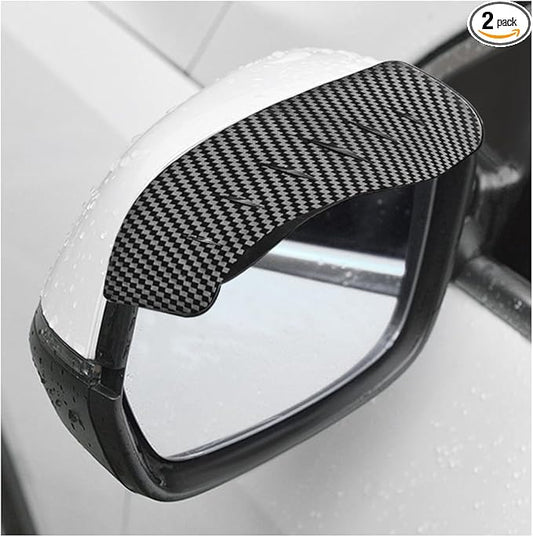 Wevdn 2 PCS Mirror Rain Visor Eyebrow, Waterproof PVC Auto Exterior Rear View Mirror Rain Visor Guard, Rainproof Side Mirror Rain Visor Eyebrow Cover for SUV Truck, Car Accessories (Carbon/Anti-Noise)