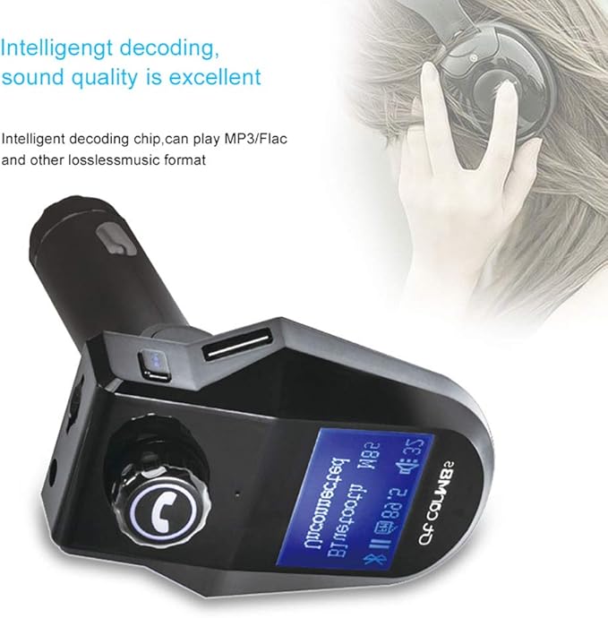Bluetooth FM Transmitter for Car, Wireless Bluetooth In-Car Radio Adapter with Handsfree Calling, 2 USB Ports, 1.44" LED Display, Supports TF Card/U-Disk, 3.5mm Aux Output