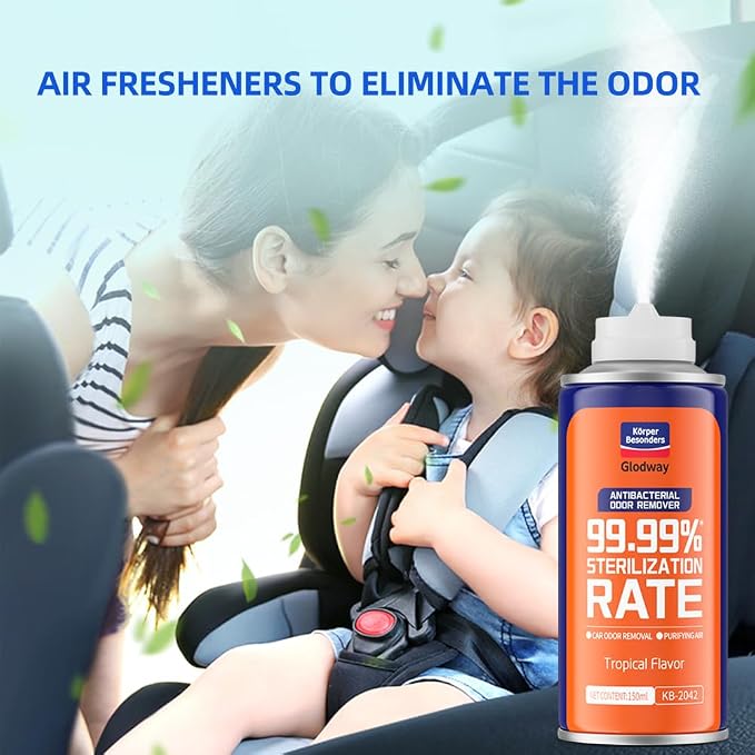 Glodway Car Air Freshener Spray,Deodorizer Odor Eliminator Remover Fogger,Long Lasting Tropical Flavor Scent,6 Ounce(Pack of 3)