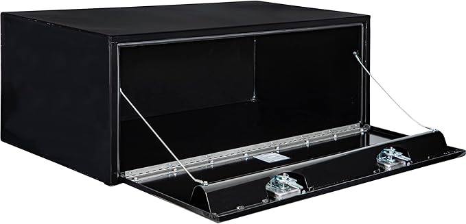 Buyers Products 1708310 Black Steel Underbody Truck Tool Box – 18 x 24 x 48 Inch - Truck Bed & Underbelly RV Storage Box, Locking T-Latch, Weather-Resistant, Heavy-Duty Flatbed Job Box, Made in USA