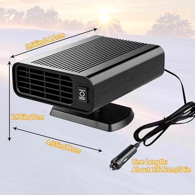 Portable Car Heater, 2026 New upgraded Car Heater for Vehicle,12V Fast Heating Windscreen Defroster Defogger, 150W Car Heater That Plugs into Cigarette Lighter and Cooling Fan for All Cars