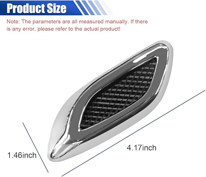 6PCS Car Exterior Hood Side Door Air Vent Cover, Glossy Auto Fenders Trim Intake Grille Decorative Sticker, ABS Hood Spoiler Bumper Side Vent Decal Decoration for Most Cars (Silver)