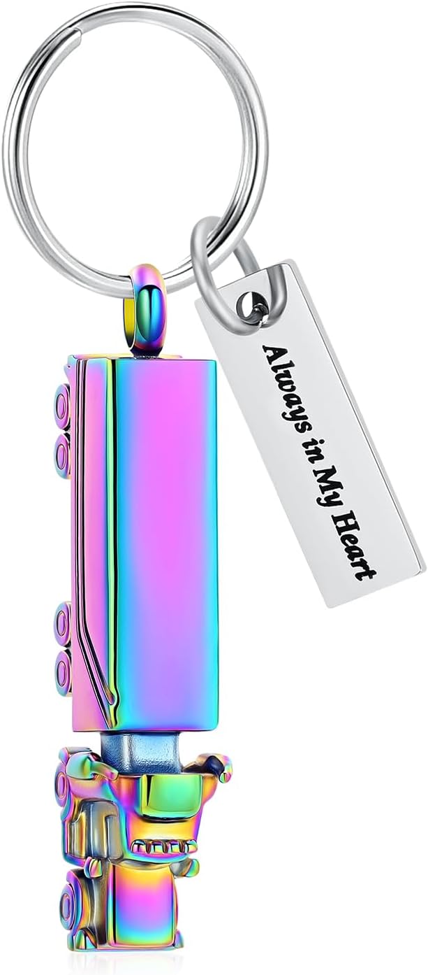 Imrsanl 18 Wheeler Semi Truck Urn Keychain for Ashes for Men Women Memorial Pendant Key Ring Cremation Jewelry Keepsake