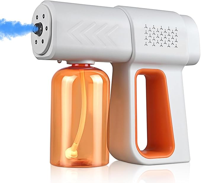 Professional Fogger Machine, 380ml Wireless Nano Sprayer Gun, Rechargeable ULV Atomizer with Blue Light for Touchless Cleaning