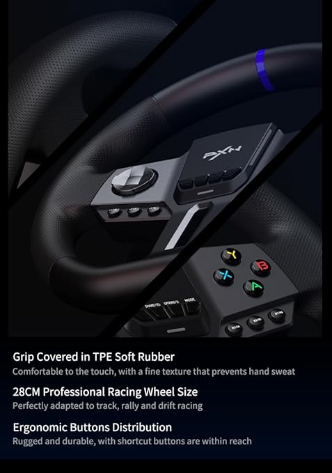 PXN V9 Gen2 Gaming Racing Wheel With magnetic Pedals and Shifter 270/900° Dual-Vibration Driver free, sim car Driving pc Steering Wheel for PC,PS4,PS3,Xbox one, Xbox Series X/S switch
