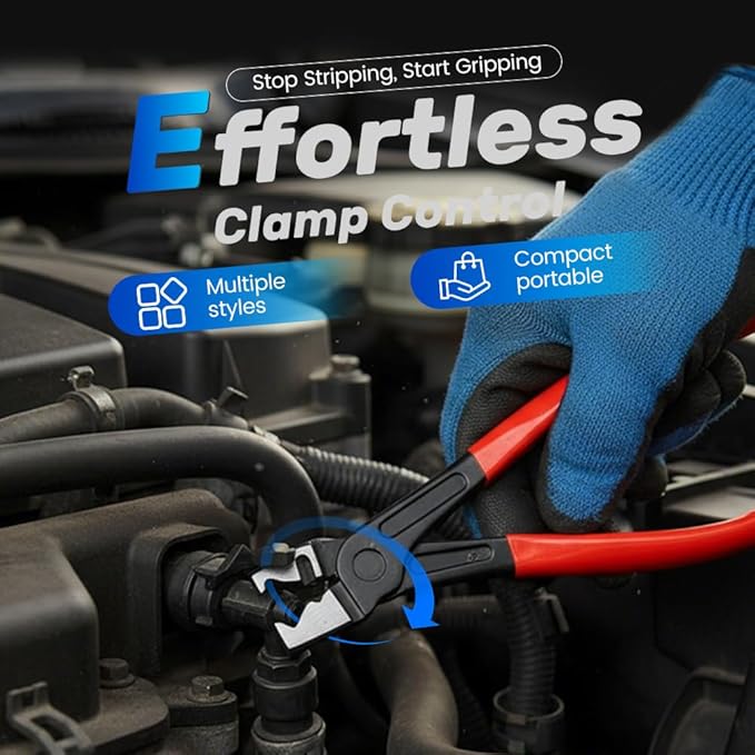 Professional Hose Clamp Kit 5Pcs, Fuel Line Pliers Set, Includes Disconnecting Pliers, Crimping Plier, Cutting Plier, And Wire Strippers for Tackle Wiring, Electrical Repairs, Auto Maintenance (5)