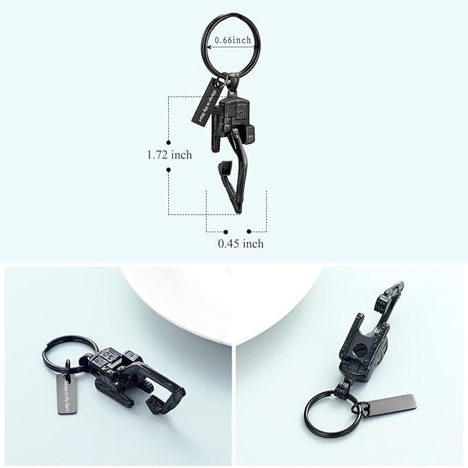 Imrsanl Truck/Excavator Urn Keychain for Ashes for Men Cremation Jewelry Urn Key Chain for Ashes Pendant Key Ring for Human