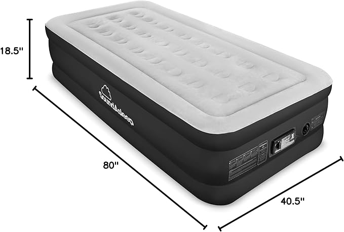 SoundAsleep Products Dream Series Luxury Air Mattress, ComfortCoil Technology, Built-in High Capacity Pump for Home, Camping- Double Height, Adjustable, Inflatable Blow Up, Portable (Twin XL Size)