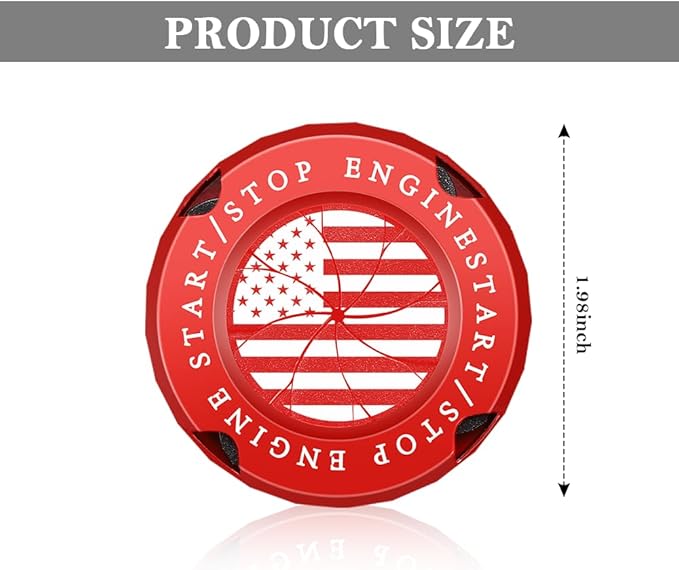 Stylish Car Push Start Button Cover,Spin Type Zinc Alloy Push to Start Button Cover for Car Decor,Universal Engine Start Button Cover Interior Car Accessories for Car Truck SUV (America Flag Red)