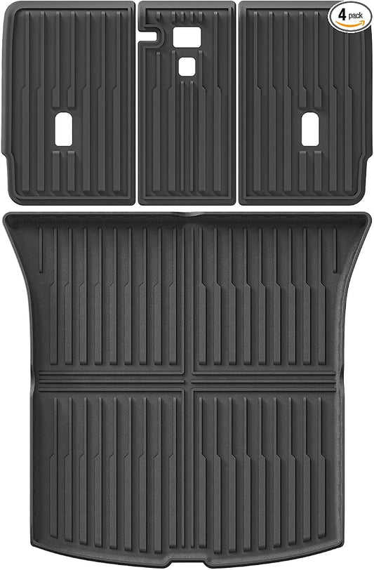 Rear Cargo Liners & Backrest mat for New 2025 2026 Tesla Model Y Juniper 5-Seats (Not fit Standard) All Weather TPE Trunk Mat Cargo Mat Accessories Interior Black