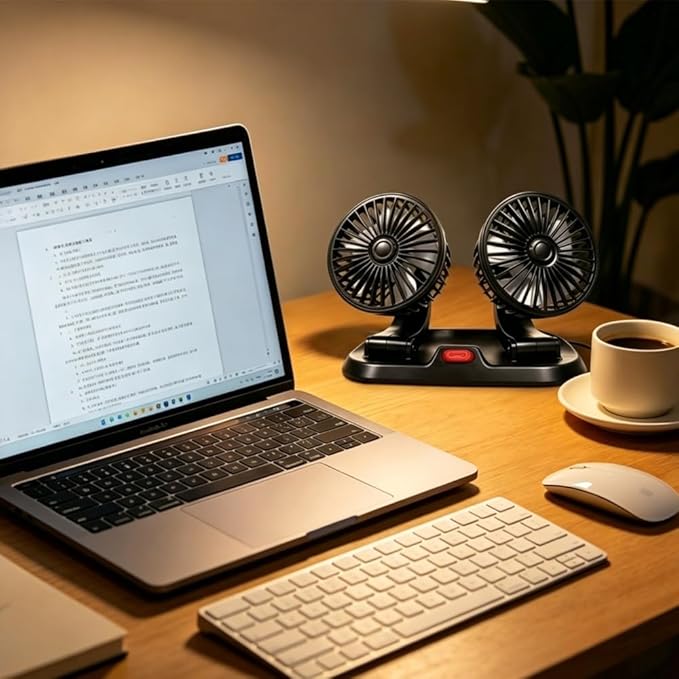Must-Have Dual Head Car Fan – 360° Rotatable USB Cooling Fan, Powerful Fast Cooling for Car Dashboard, Perfect for SUV, RV, Boat, Home & Office, Instant Beat Summer Heat