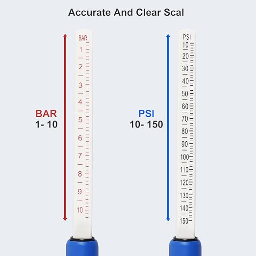 2-Pack Truck Tire Gauges for Tires Pressure, Dual-Head Tire Pressure Gauge, 150 PSI/10 BAR Range, with 4 Tires Pressure Caps for Semi Trucks, RVs, Cars, and Motorcycles